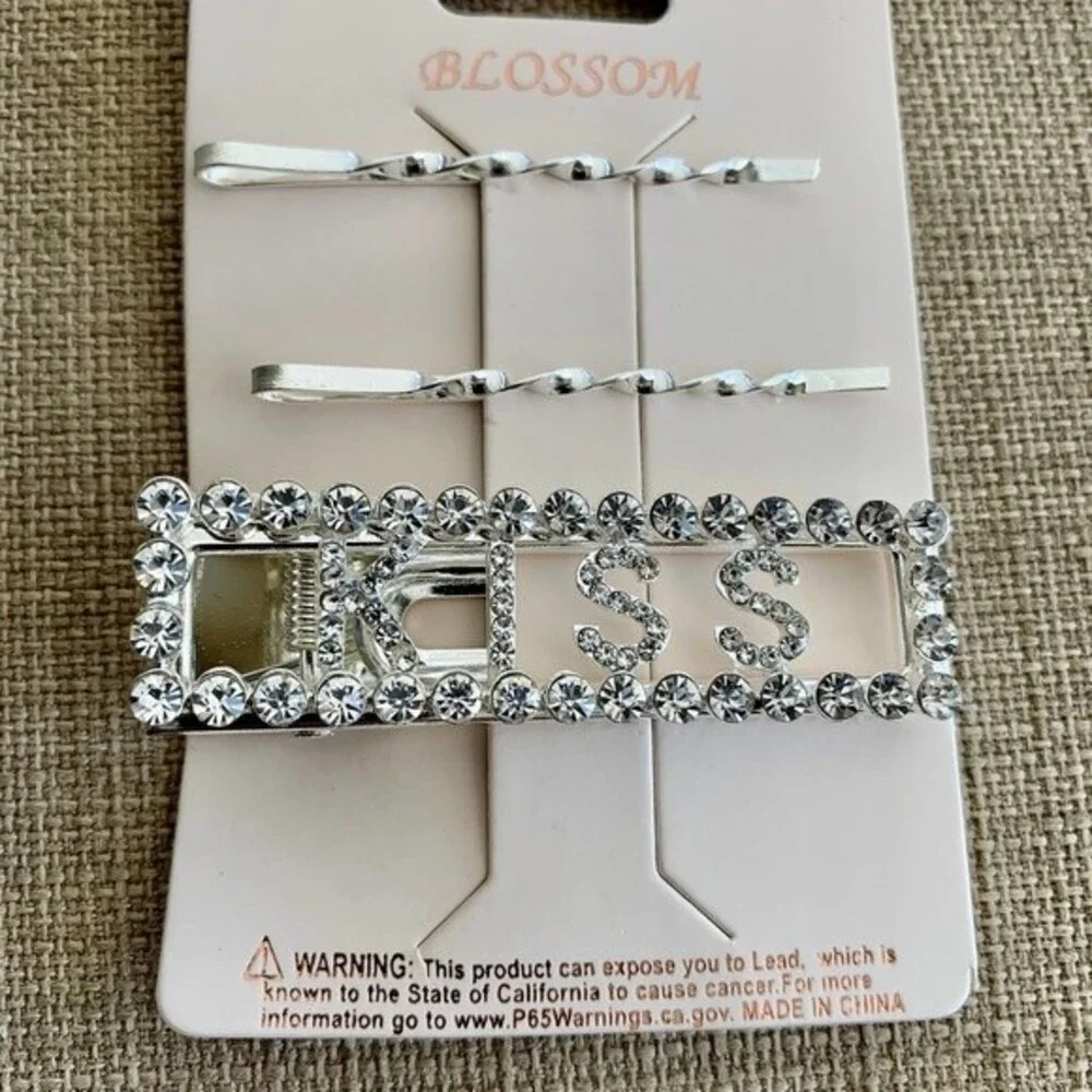 Hair clips fashion pins Rhinestone Silver Deco Hair Clips 